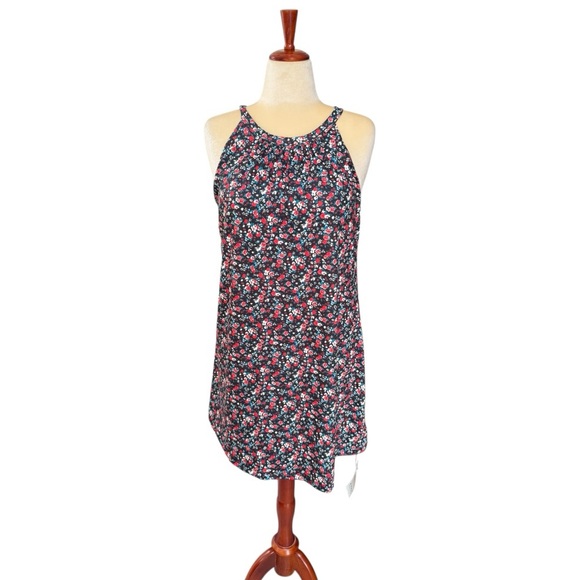 Floral Swing Mini Dress Built-In Bra Halter NEW Size Large Casual Summer NWT - Picture 2 of 15